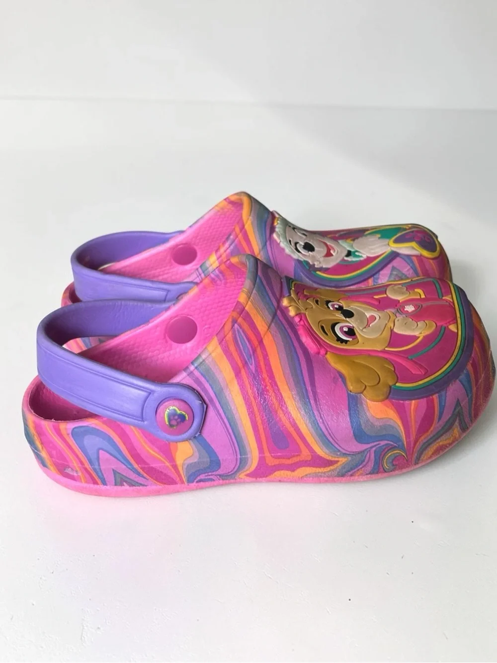 Paw Patrol Skye Everest Girls Clogs Size 9/10 Pink Purple Rainbow Tie Dye shoes